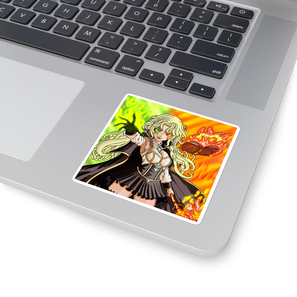 Mage (Fire/Poison) Square Stickers (Multiple Sizes) (Art By: Death2Myself)